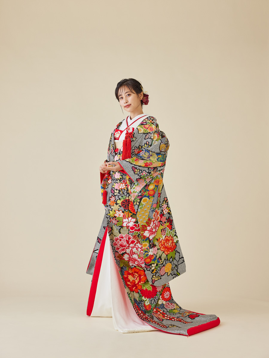 黒地疋田熨斗花車文 86131506001