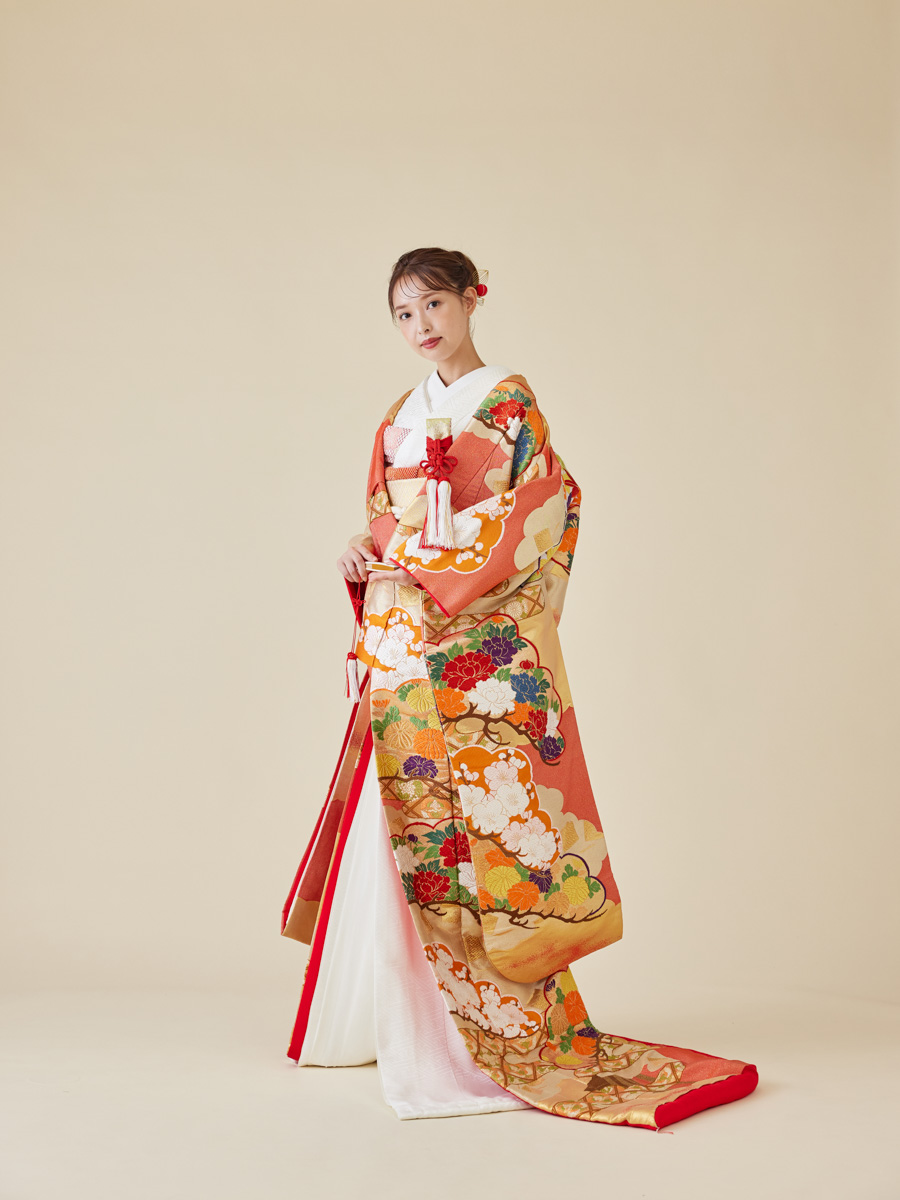 朱金地雲取老松草花（つづれ織） 86141544001